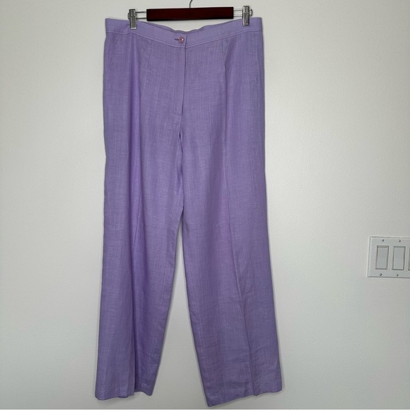 Wide Leg Pants Teatro Dei Sogni Linen Lavender Size 14 - Picture 1 of 12
